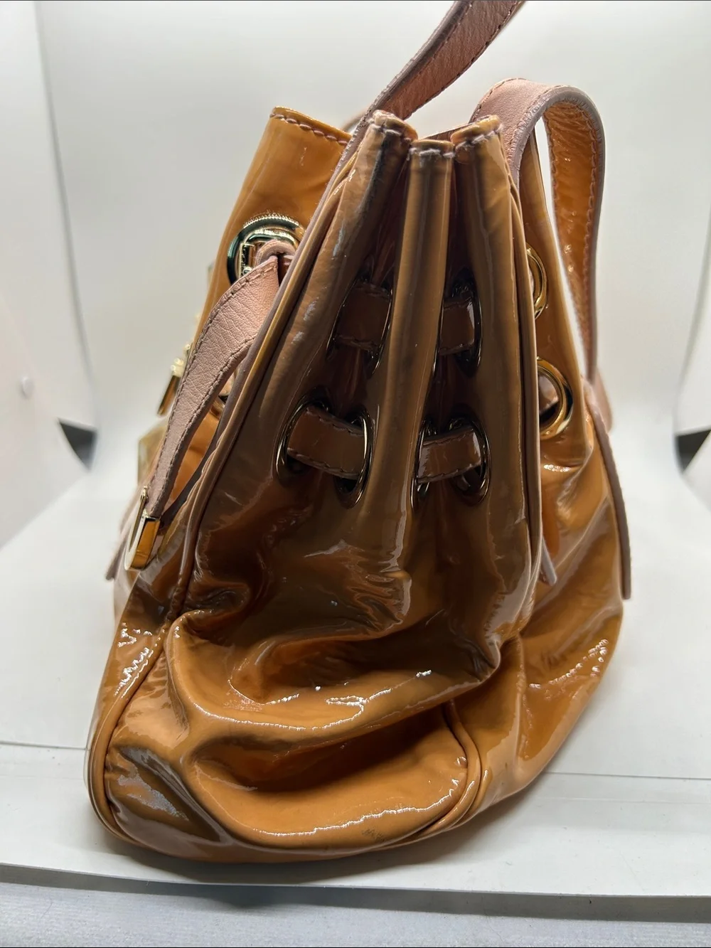 Jimmy Choo Ramona Tan Leather Metal Studded Hobo Shoulder Bag Purse 🔥🔥